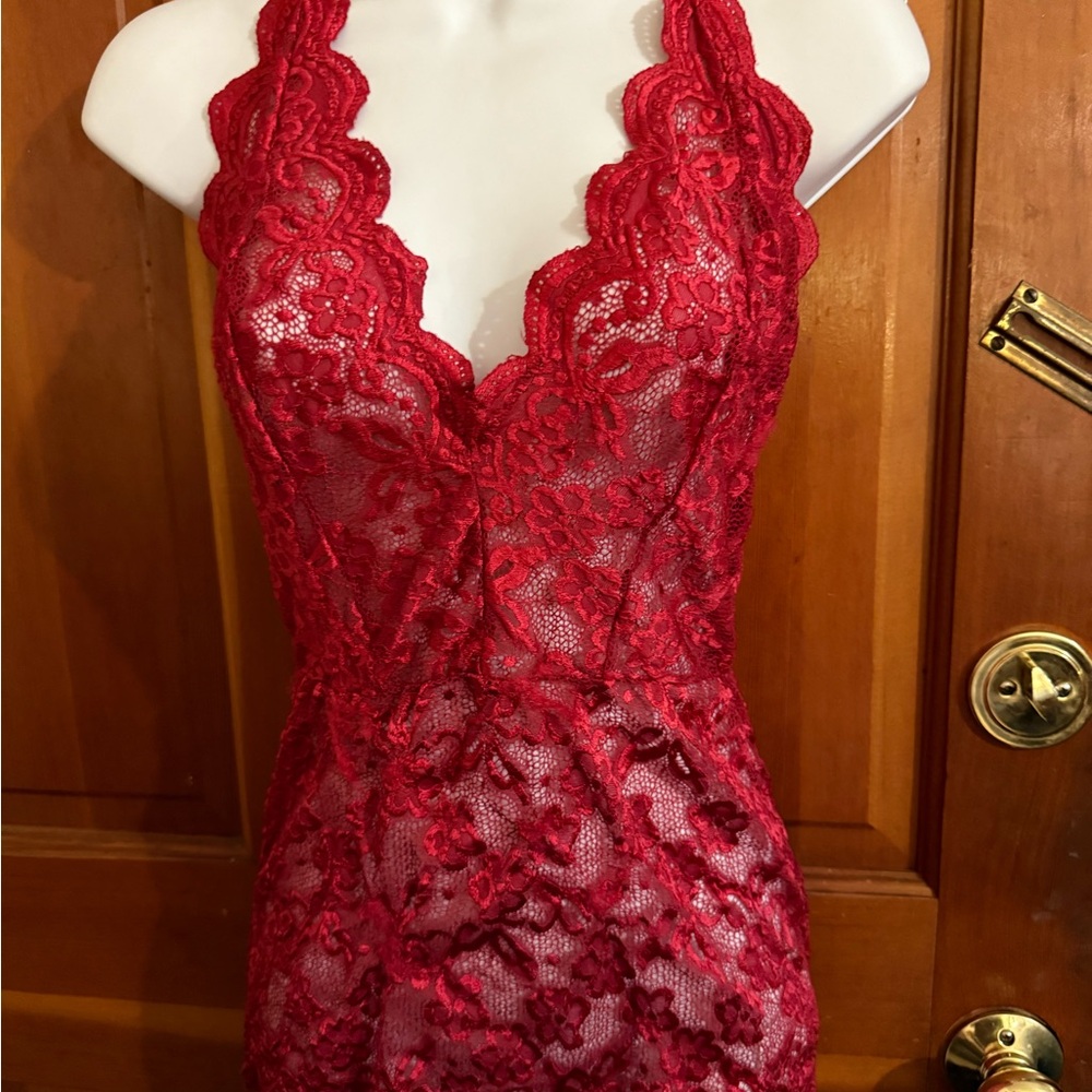 Scarlet Lace Halter Chemise
